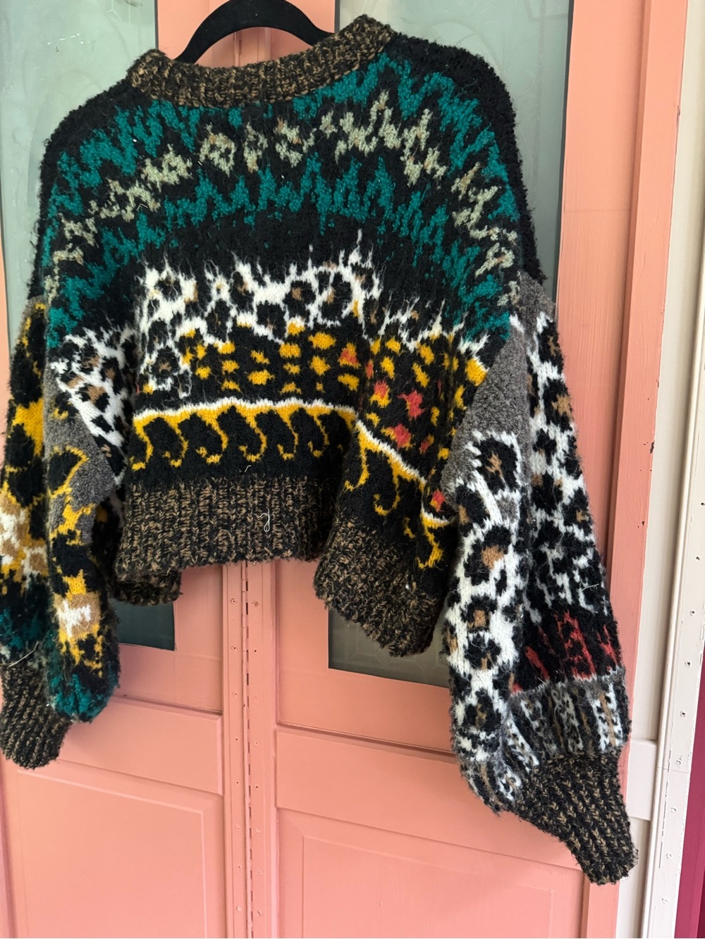 Pilcro Multicolor Patterned Crewneck Sweater - Black & Yellow - Picture 5 of 6